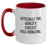Funny Vice-principal Gifts from Friends for Birthday, Officially The World's Coolest Vice-principal Two Tone Coffee Mug, Four Color Options, 11oz Capacity - Main